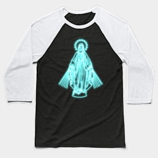 Light Blue Neon Virgin Mary Baseball T-Shirt